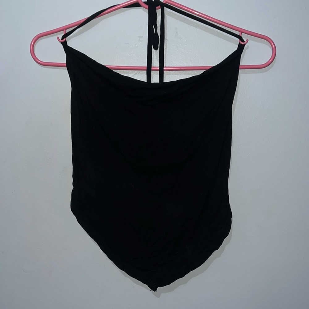 Black open back crop top